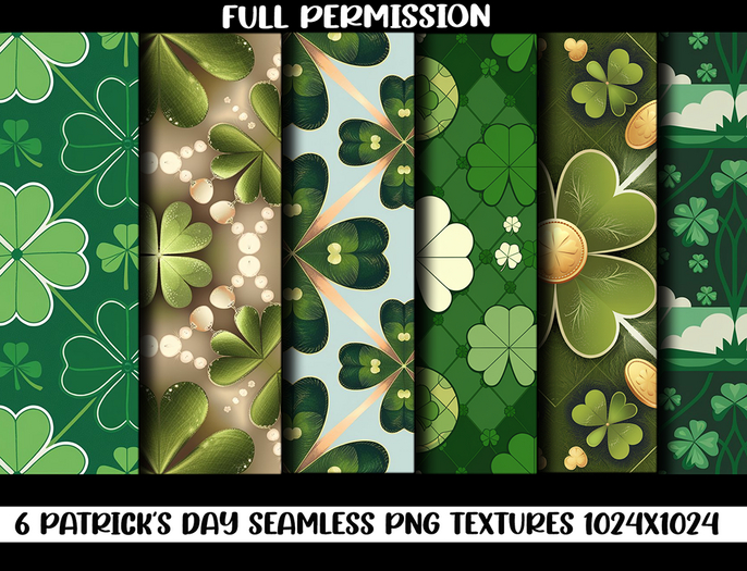 (AF) - FULL PERMISSION - Seamless Patrick's Day Textures-Pack3