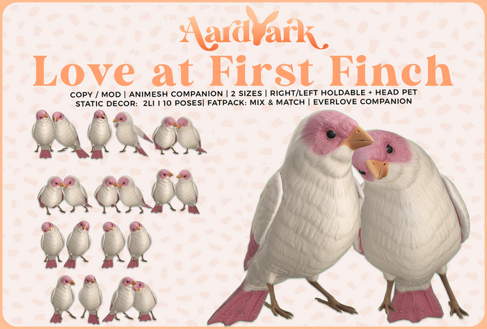 Aardvark : Love at First Finch - Light Pink 