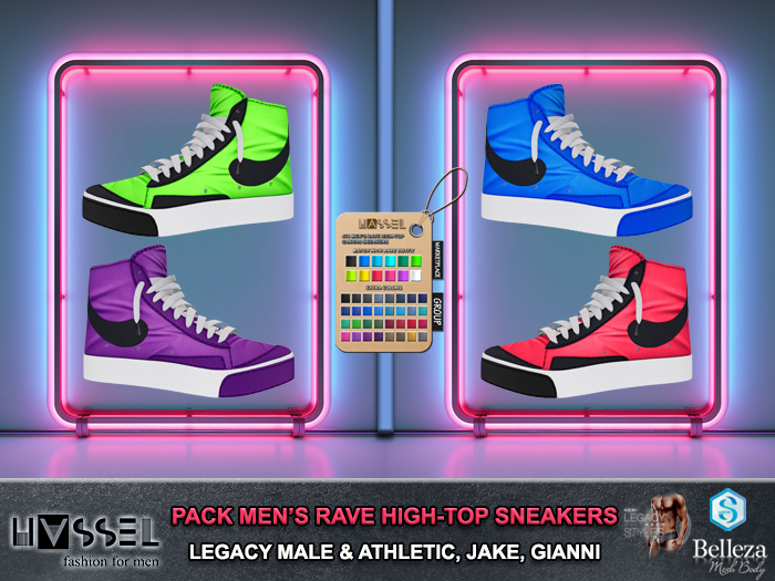 (HASSEL) PACK RAVE HIGH-TOP CANVAS SNEAKERS LEGACY MALE, LEGACY ATHLETIC, BELLEZA JAKE, SIGNATURE GIANNI 478 FOOTWEAR 