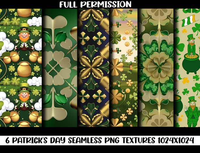 (AF) - FULL PERMISSION - Seamless Patrick's Day Textures-Pack4