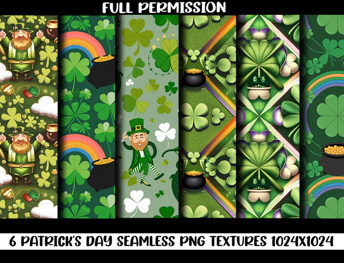 (AF) - FULL PERMISSION - Seamless Patrick's Day Textures-Pack5