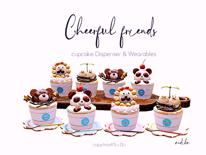 ADD/andika{cheerful friends}cupcake Dispenser&wearables Set