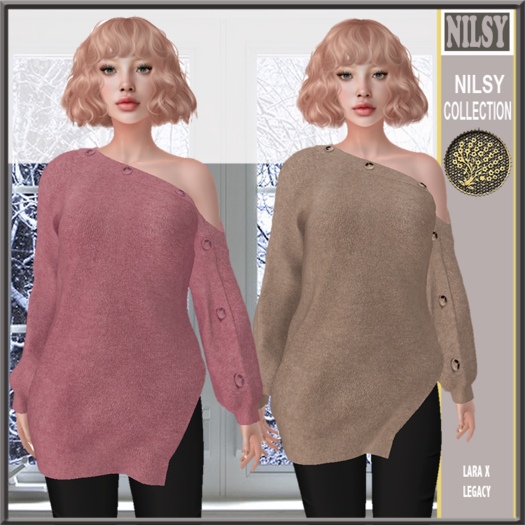 ASYMETRIC SHOULDER BUTTONED SWEATER,2COLORS