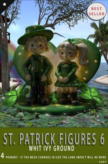 St. Patrick Figures 6 whit Ivy Ground*UNPACKER