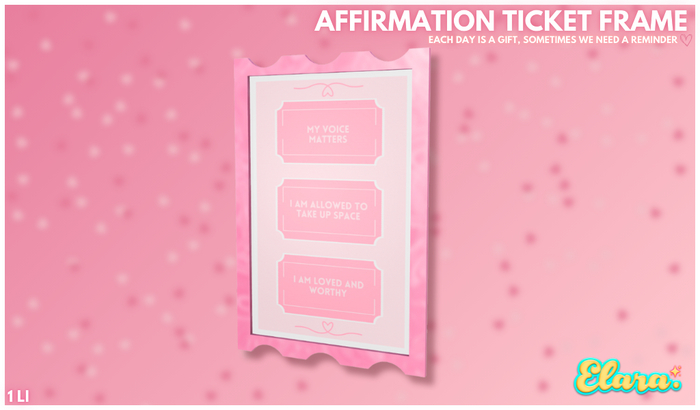 elara. affirmation ticket frame