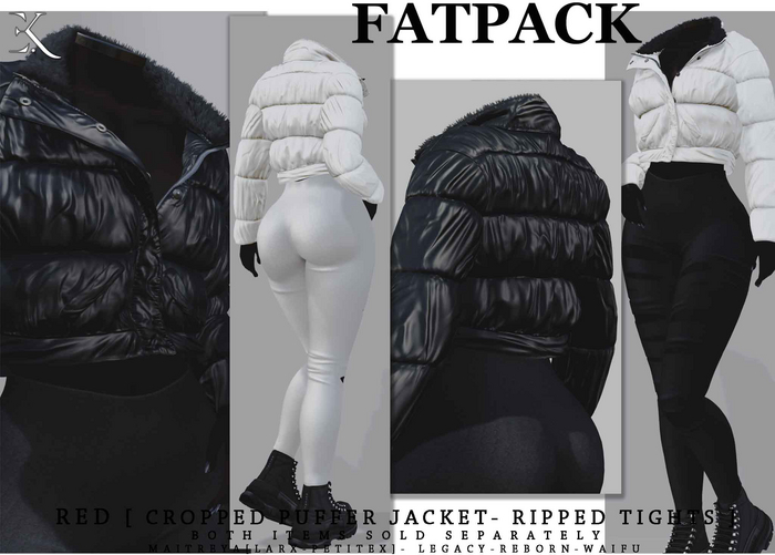 E.K - Red - Cropped Puffer Jacket - FATPACK {ADD - ME }