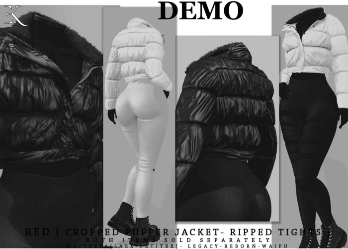 E.K - Red - Cropped Puffer Jacket - DEMO {ADD - ME }