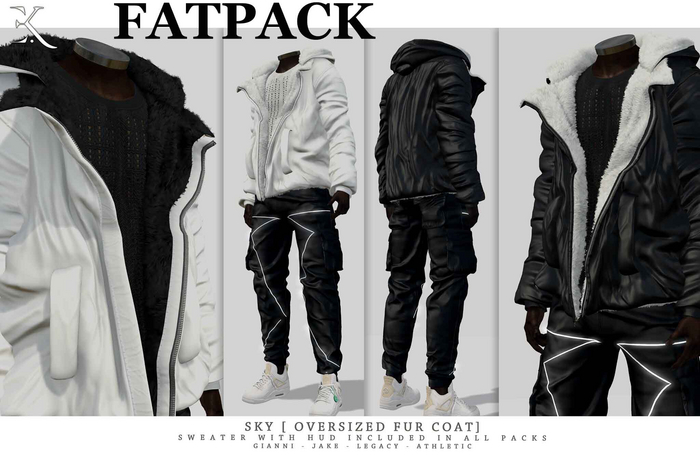 E.K - Sky - Oversized Fur Coat - FATPACK {ADD - ME }