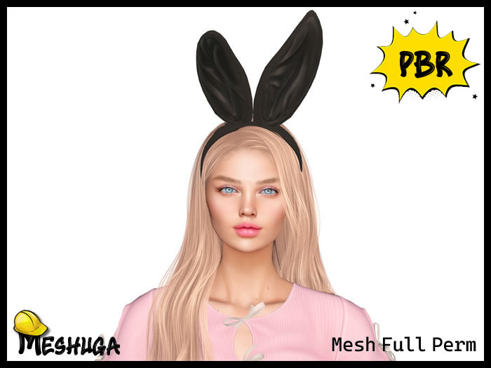 Meshuga PBR Easter Fluffy Rabbit Ears Headband FULL PERM MESH 