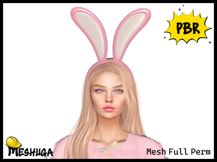 Meshuga PBR Easter Bunny Ears Headband 4 FULL PERM MESH