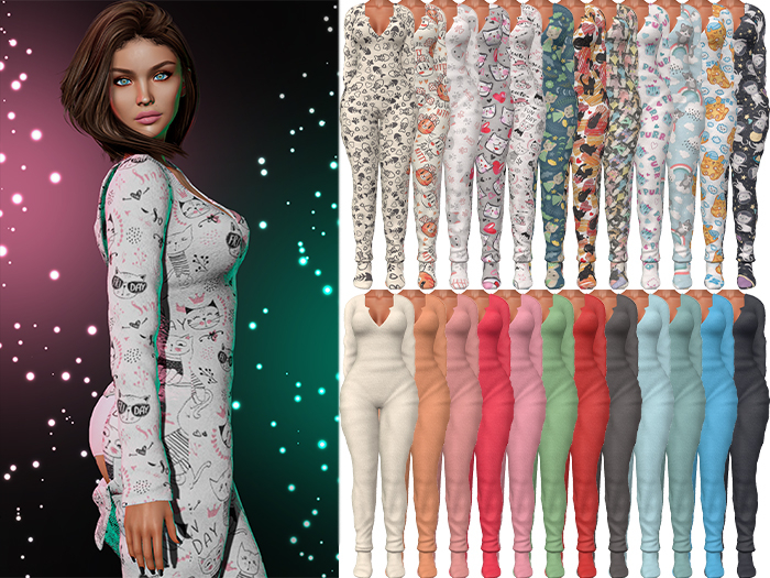 Rachael Butt Flap Onesie Pajamas 2.0 [Kitty Pack] - Maitreya Lara + LaraX • Petite + PetiteX • Legacy • Reborn