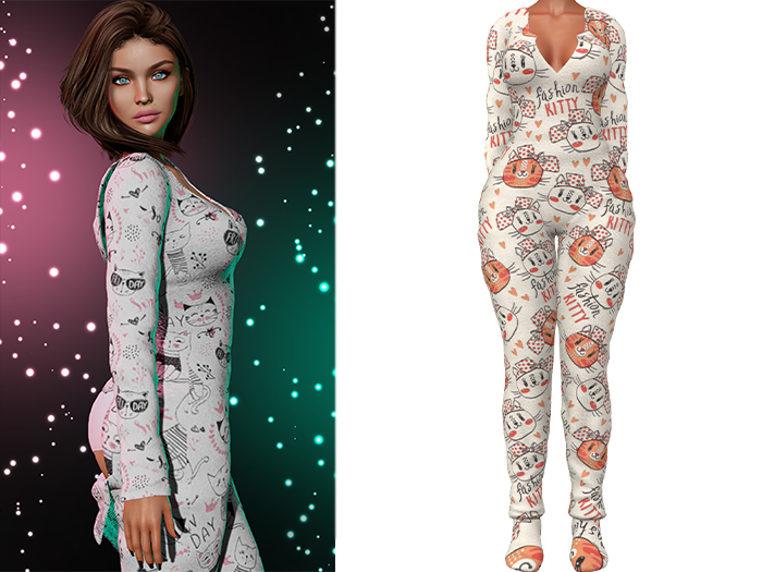 Rachael Butt Flap Onesie Pajamas 2.0 [Kitty Fashion] - Maitreya Lara + LaraX • Petite + PetiteX • Legacy • Reborn