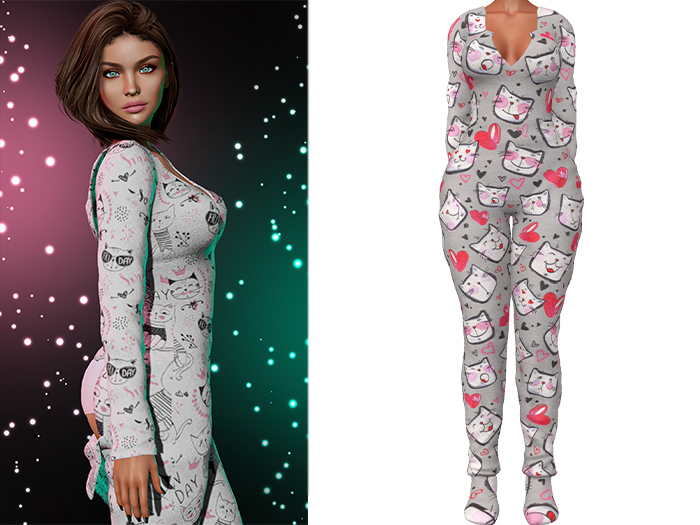 Rachael Butt Flap Onesie Pajamas 2.0 [Kitty Flirt] - Maitreya Lara + LaraX • Petite + PetiteX • Legacy • Reborn