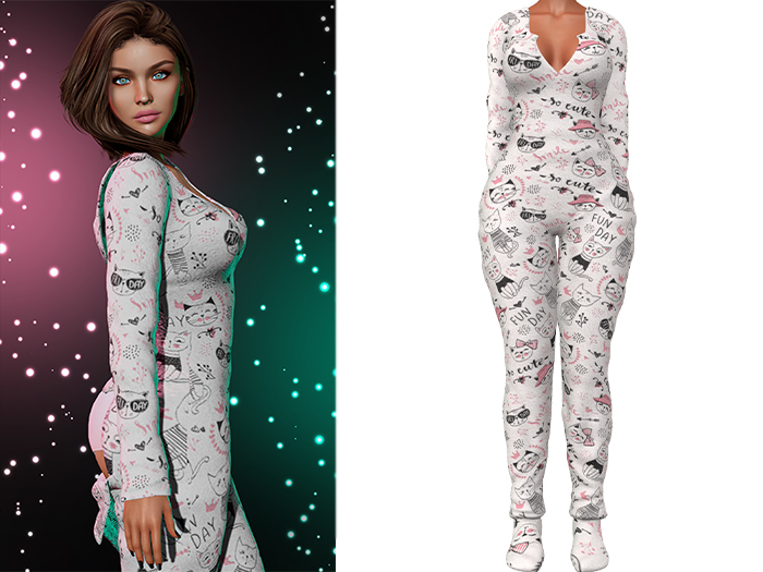 Rachael Butt Flap Onesie Pajamas 2.0 [Kitty Fun] - Maitreya Lara + LaraX • Petite + PetiteX • Legacy • Reborn