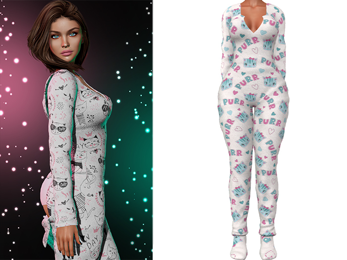Rachael Butt Flap Onesie Pajamas 2.0 [Kitty Purr] - Maitreya Lara + LaraX • Petite + PetiteX • Legacy • Reborn