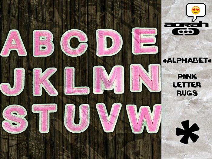 "AORAH" - "ALPHABET" Pink Letter Rugs Pack