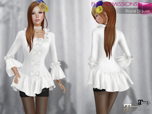 MAITREYA 5.3 LaraX FULL PERM FITMESH Queen Anne Neckline Bell Sleeve Ruffled Royal Blouse Top - 4 TEXTURES 