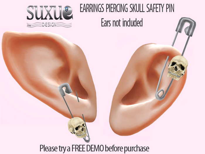Earrings Piercing Skull Safety Pin Demo