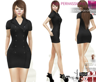 Full Perm Black Short Sleeve Mini Buttoned V-Neck Bodycon Jacket Dress Maitreya 5.3 LaraX Legacy Belleza Ebody Reborn