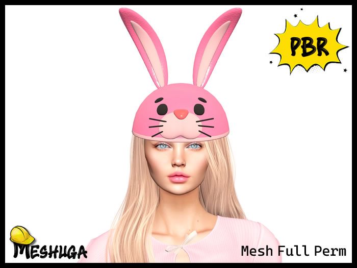 Meshuga PBR Easter Bunny Head Hat FULL PERM MESH