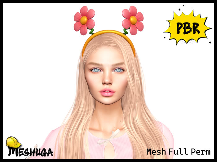 Meshuga PBR Easter Flowers Headband FULL PERM MESH