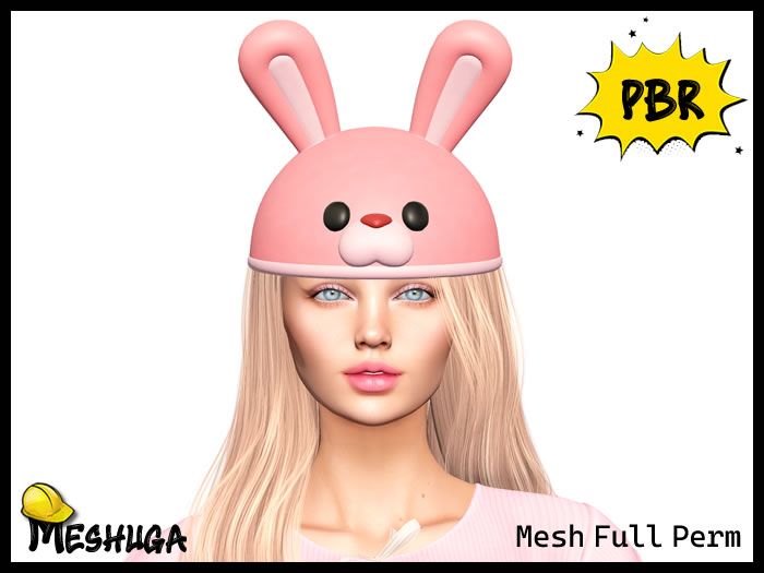 Meshuga PBR Easter Rabbit Head Hat FULL PERM MESH 