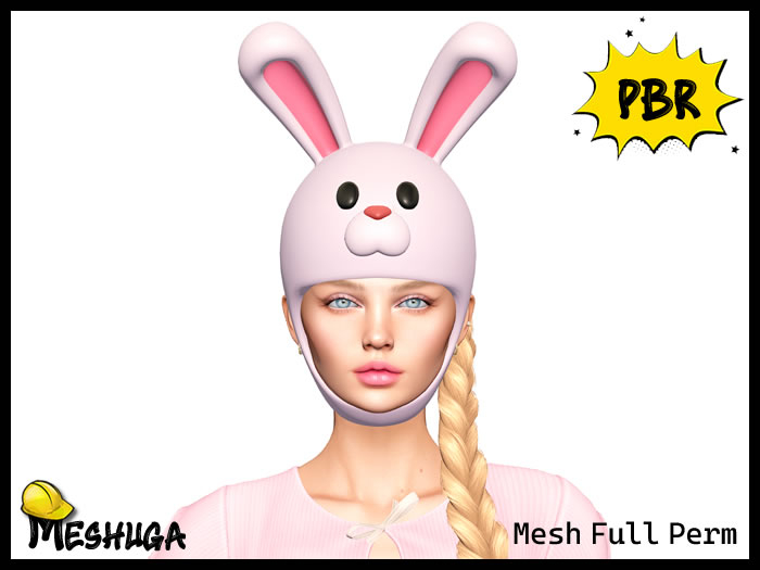Meshuga PBR Kawaii Cute Easter Rabbit Hat FULL PERM MESH