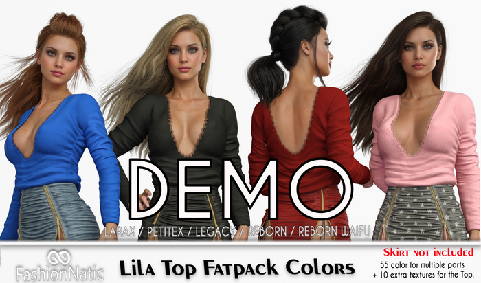 Demo Top Lila Fatpack - LaraX, PetiteX, Legacy,  Reborn, Waifu - FashionNatic
