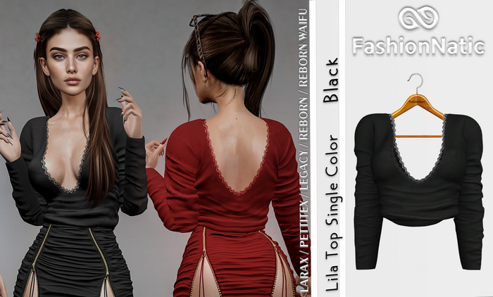 Top Lila Black - LaraX, PetiteX, Legacy,  Reborn, Waifu - FashionNatic