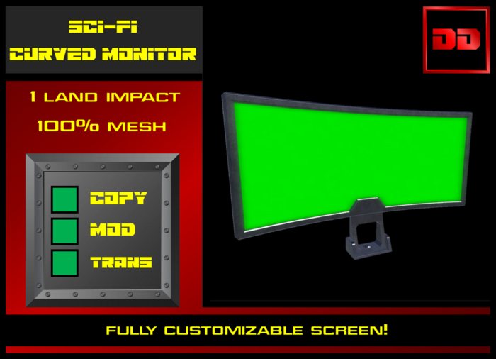 Second Life Marketplace - Sci-Fi Curved Monitor [FULL PERM] [PBR]
