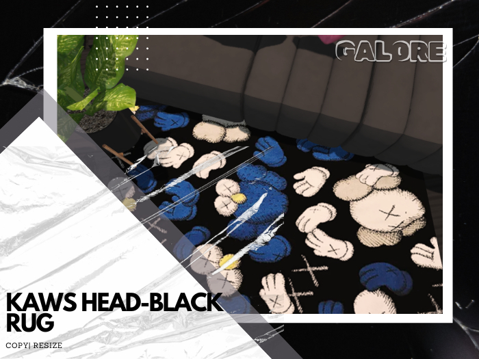 [G A L O R E] KAWS HEAD- BLACK RUG