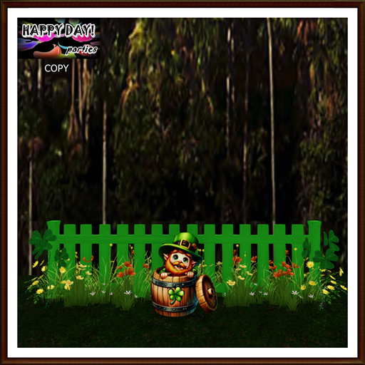 St Patrick - Fence with Leprechaun in a Barrel