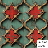 Green and Red Arabesque Paneling Seamless Texture