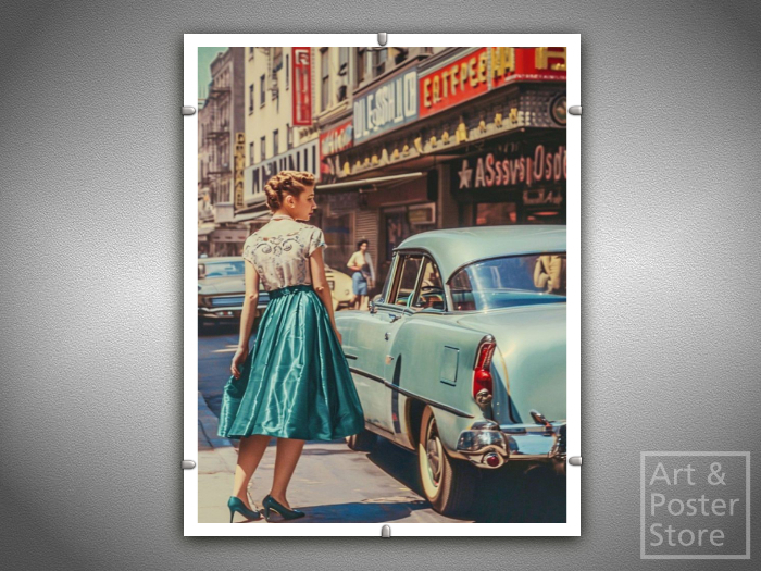 Retro Street | Vintage Photo Poster | Mesh Clip Frame 