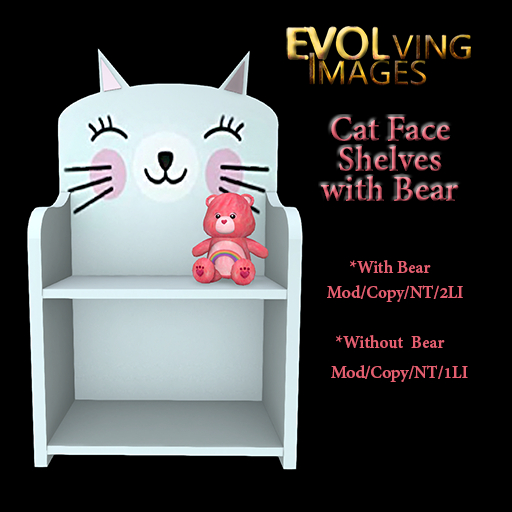 Cat Shelf & Stuffed Bear