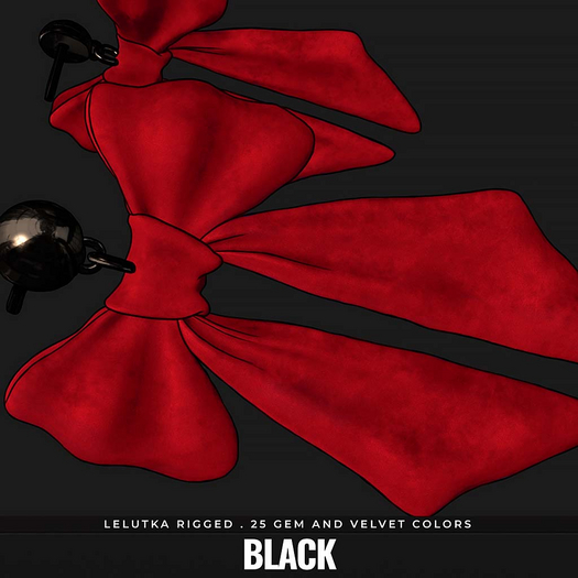 [BL] Ivy bow earrings . black