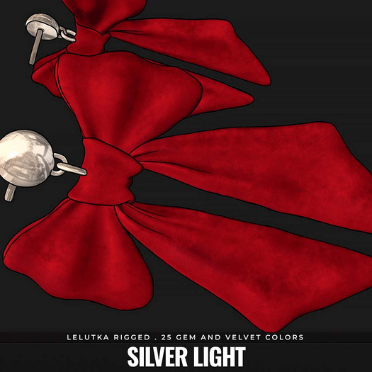 [BL] Ivy bow earrings . silver light