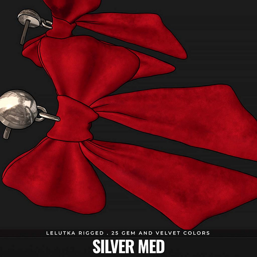 [BL] Ivy bow earrings . silver med