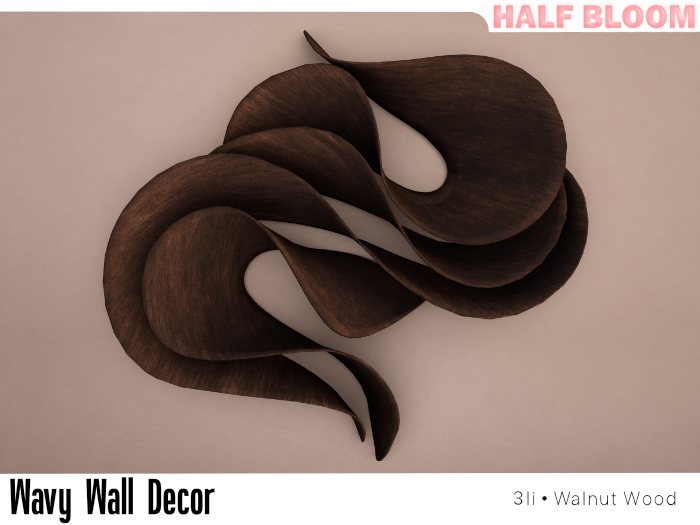 Half Bloom - Wavy Wall Decor (Walnut)