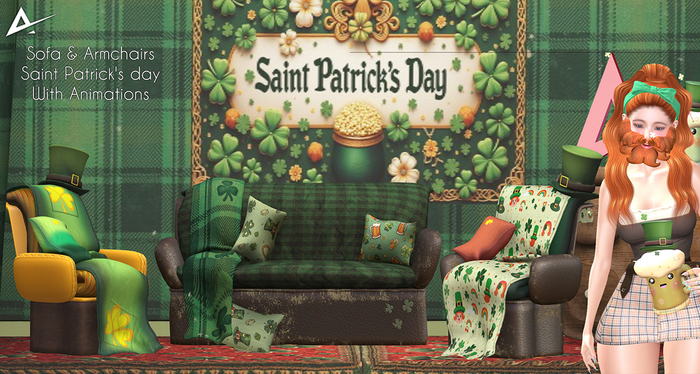 ❤️❤️Akikazu Sofa & Armchairs Saint Patrick's day Old Green❤️❤️