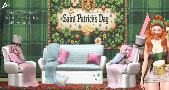 ❤️❤️Akikazu Sofa & Armchairs Saint Patrick's day Blue❤️❤️