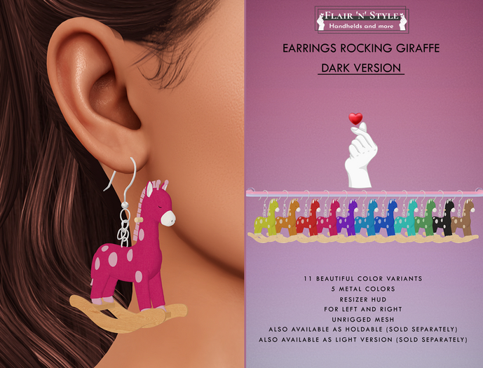 {Flair 'n' Style} Earring Rocking Giraffe Dark