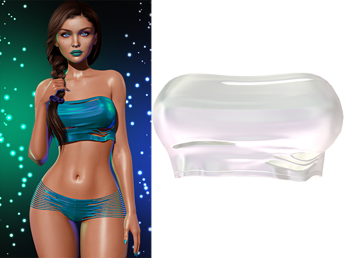 Anya Ripped Tube Top 2.0 [Holo White] - Maitreya Lara + LaraX • Petite + PetiteX • Legacy • Reborn Cropped Tops