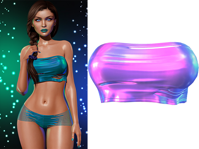 Anya Ripped Tube Top 2.0 [Holo Bubblegum] - Maitreya Lara + LaraX • Petite + PetiteX • Legacy • Reborn Cropped Tops