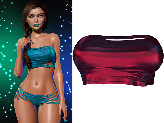 Anya Ripped Tube Top 2.0 [Holo Cherry] - Maitreya Lara + LaraX • Petite + PetiteX • Legacy • Reborn Cropped Tops