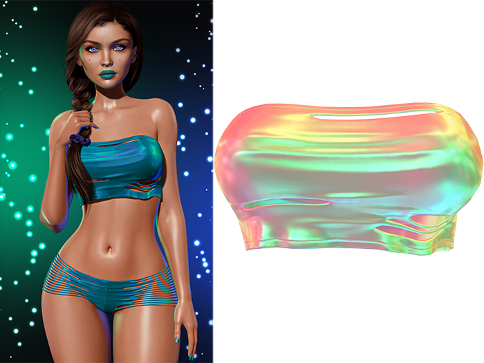 Anya Ripped Tube Top 2.0 [Holo Rainbow] - Maitreya Lara + LaraX • Petite + PetiteX • Legacy • Reborn Cropped Tops