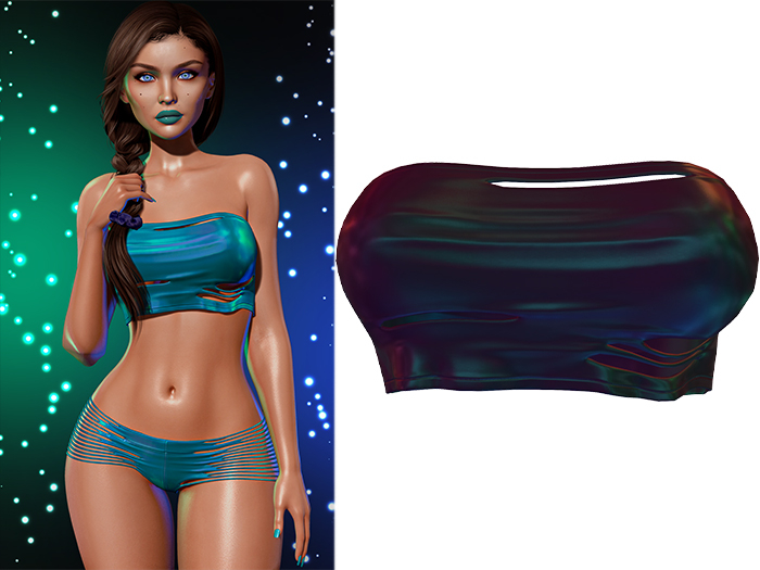 Anya Ripped Tube Top 2.0 [Holo Oilspill] - Maitreya Lara + LaraX • Petite + PetiteX • Legacy • Reborn Cropped Tops
