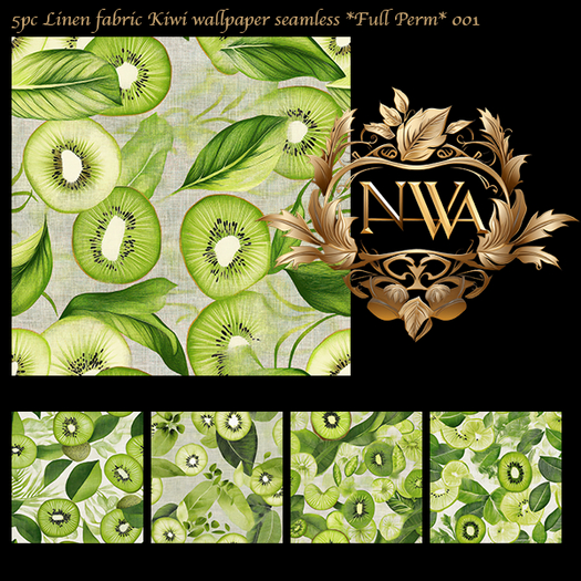 5pc PBR Linen fabric Kiwi wallpaper / fabric seamless *Full Perm* 001