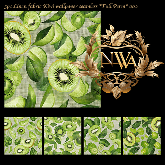 5pc PBR Linen fabric Kiwi wallpaper / fabric seamless *Full Perm* 002