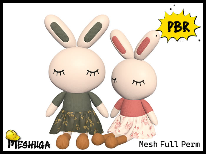 Meshuga PBR Easter Bella & Stella Bunny Plush Toys FULL PERM MESH